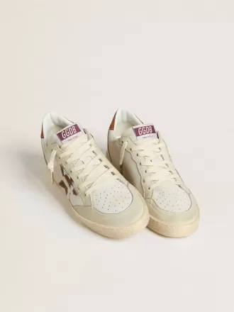 Ball Star mit Stern aus Ponyfell mit Animal-Print und Fersenlasche aus tabakfarbenem Leder
