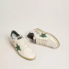 Herren-Sneaker „Ball Star Wishes” aus weißem Nappaleder mit grünem Lederstern und Fersenlasche