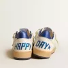 Herren-Sneaker „Ball Star Wishes” aus weißem Nappaleder mit leuchtend blauem Stern und Fersenlasche