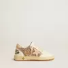 Ball Star Young aus Glitzer und Nappa mit Lederstern und Fersenlasche Ball Star Young aus Glitzer und Nappa mit Lederstern und Fersenlasche