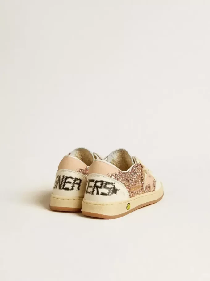 Ball Star Young aus Glitzer und Nappa mit Lederstern und Fersenlasche Ball Star Young aus Glitzer und Nappa mit Lederstern und Fersenlasche