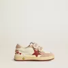 Ball Star Young aus Nappa mit Nappa-Stern und rosa Wildleder-Fersenlasche Ball Star Young aus Nappa mit Nappa-Stern und rosa Wildleder-Fersenlasche