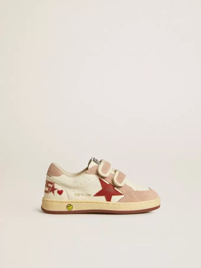 Ball Star Young aus Nappa mit Nappa-Stern und rosa Wildleder-Fersenlasche Ball Star Young aus Nappa mit Nappa-Stern und rosa Wildleder-Fersenlasche