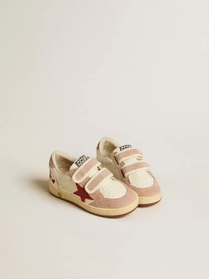 Ball Star Young aus Nappa mit Nappa-Stern und rosa Wildleder-Fersenlasche Ball Star Young aus Nappa mit Nappa-Stern und rosa Wildleder-Fersenlasche