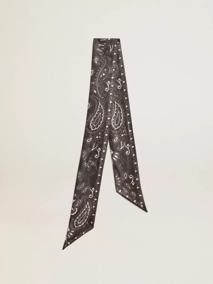 Band aus schwarzem Seidentwill mit Paisley-Muster Band aus schwarzem Seidentwill mit Paisley-Muster