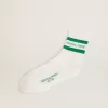 Baumwollsocken mit Distressed-Finish, grünen Streifen und Logo Baumwollsocken mit Distressed-Finish, grünen Streifen und Logo