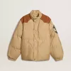 Beige Bomberjacke mit Leder- und Patch-Details Beige Bomberjacke mit Leder- und Patch-Details