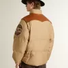 Beige Bomberjacke mit Leder- und Patch-Details Beige Bomberjacke mit Leder- und Patch-Details