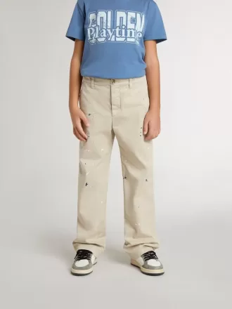Beigefarbene Chino-Hose für Kinder mit bunten Sprenkeln