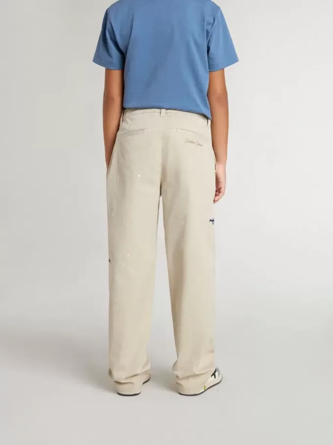 Beigefarbene Chino-Hose für Kinder mit bunten Sprenkeln
