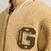 Beigefarbene Fleece-Bomberjacke für Kinder