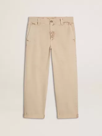 Beigefarbene Herren-Chinos mit Used-Look-Finish Beigefarbene Herren-Chinos mit Used-Look-Finish