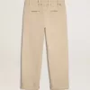 Beigefarbene Herren-Chinos mit Used-Look-Finish