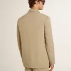 Beigefarbene Herrenjacke mit Nadelstreifen und einreihiger Knopfleiste in Oversize-Passform