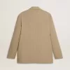Beigefarbene Herrenjacke mit Nadelstreifen und einreihiger Knopfleiste in Oversize-Passform