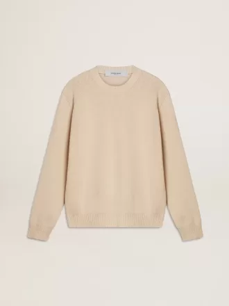 Beiger Damenpullover mit „Golden”-Schriftzug auf der Rückseite