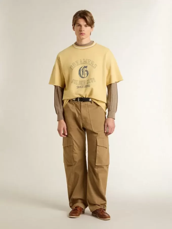 Beiger Herrenpullover mit gesticktem Logo Beiger Herrenpullover mit gesticktem Logo