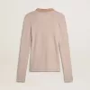 Beiger Wollpullover mit Lederdetails