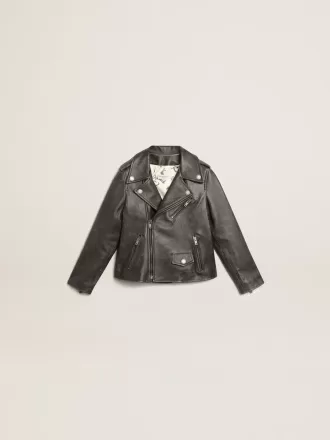 Bikerjacke für Jungen aus Distressed-Leder