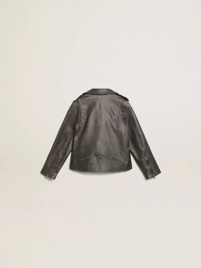 Bikerjacke für Jungen aus Distressed-Leder Bikerjacke für Jungen aus Distressed-Leder