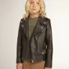 Bikerjacke für Jungen aus Distressed-Leder Bikerjacke für Jungen aus Distressed-Leder