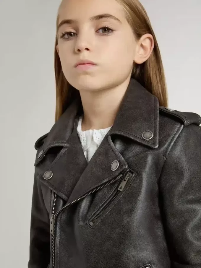 Bikerjacke für Jungen aus Distressed-Leder Bikerjacke für Jungen aus Distressed-Leder