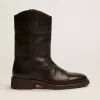 Bikerstiefel aus schwarzem Leder