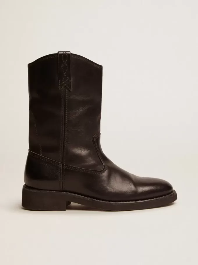 Bikerstiefel aus schwarzem Leder