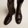 Bikerstiefel aus schwarzem Leder