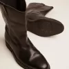 Bikerstiefel aus schwarzem Leder