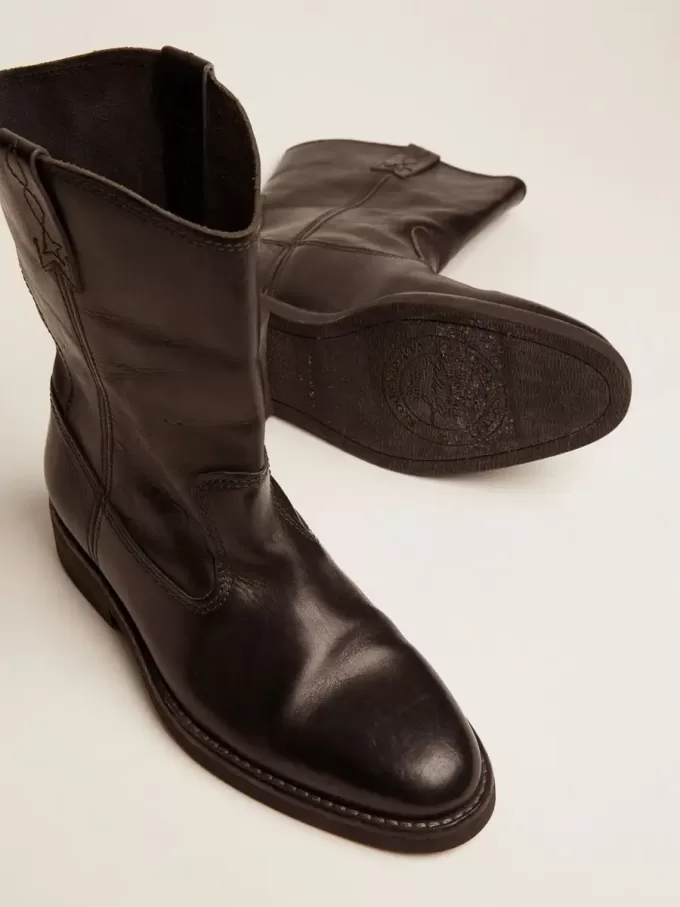 Bikerstiefel aus schwarzem Leder