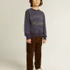 Blau-violettes Sweatshirt mit Golden Goose-Schriftzug auf der Vorderseite