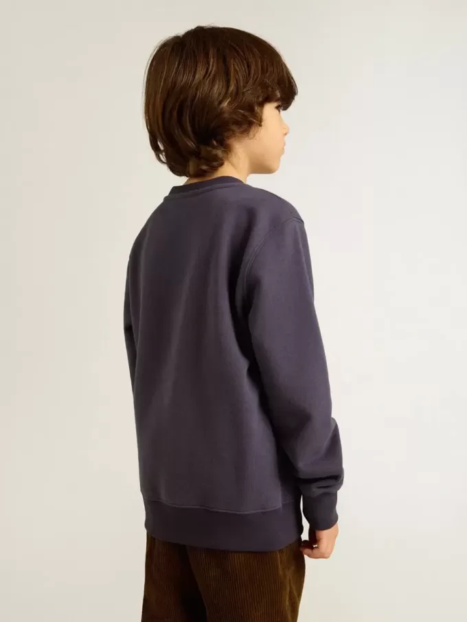 Blau-violettes Sweatshirt mit Golden Goose-Schriftzug auf der Vorderseite