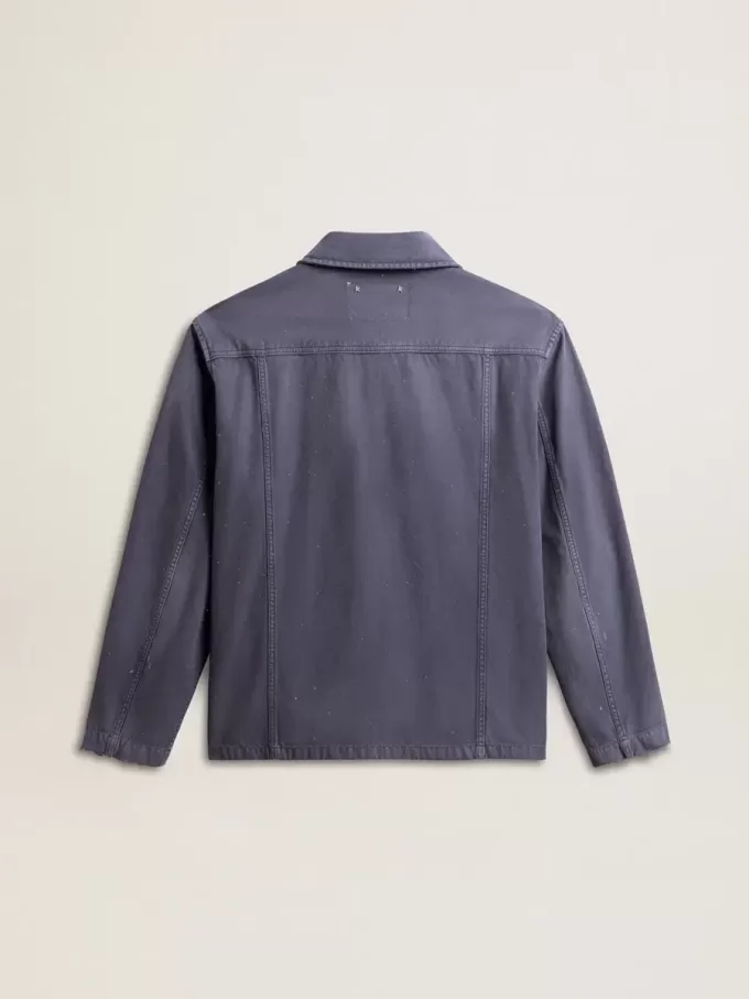 Blaue Herrenjacke aus Denim-Baumwolle mit Used-Look Blaue Herrenjacke aus Denim-Baumwolle mit Used-Look