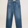 Blaue, locker sitzende Jeans mit mittlerer Waschung Blaue, locker sitzende Jeans mit mittlerer Waschung