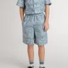 Blaue Shorts für Jungen mit weißem Aufdruck Blaue Shorts für Jungen mit weißem Aufdruck
