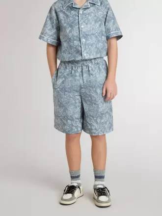 Blaue Shorts für Jungen mit weißem Aufdruck