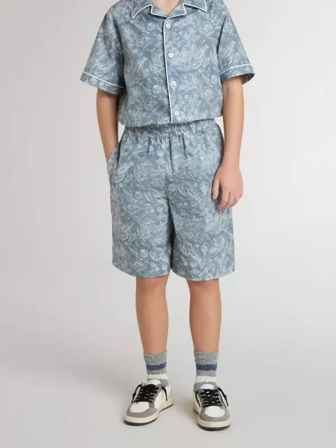 Blaue Shorts für Jungen mit weißem Aufdruck Blaue Shorts für Jungen mit weißem Aufdruck