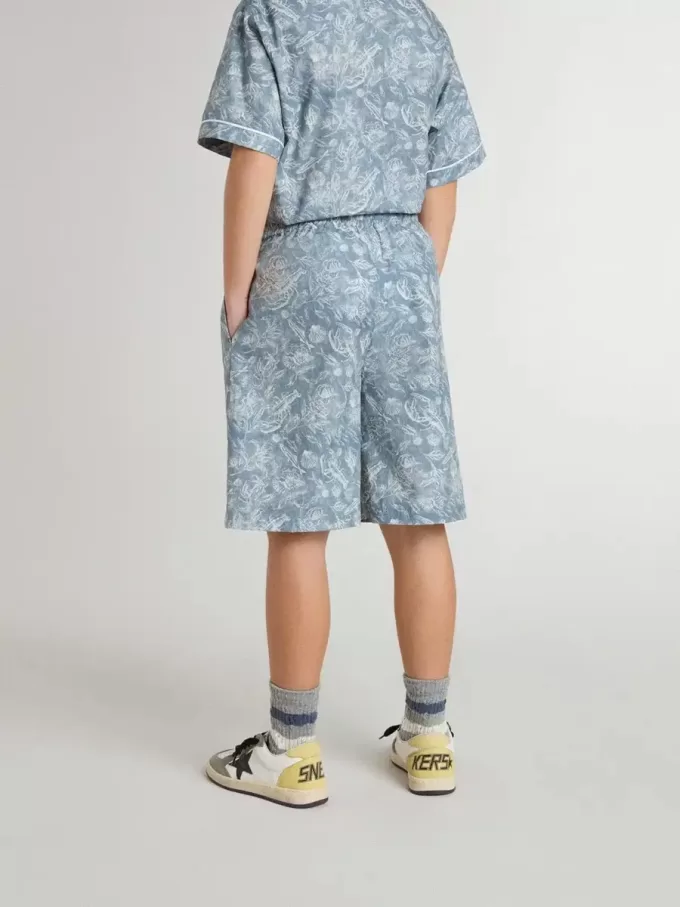 Blaue Shorts für Jungen mit weißem Aufdruck Blaue Shorts für Jungen mit weißem Aufdruck