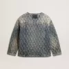 Blaue Steppjacke für Damen aus Baumwolldenim mit Used-Look Blaue Steppjacke für Damen aus Baumwolldenim mit Used-Look