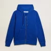 Blauer Herren-Hoodie mit Schriftzug auf der Rückseite