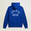 Blauer Herren-Hoodie mit Schriftzug auf der Rückseite