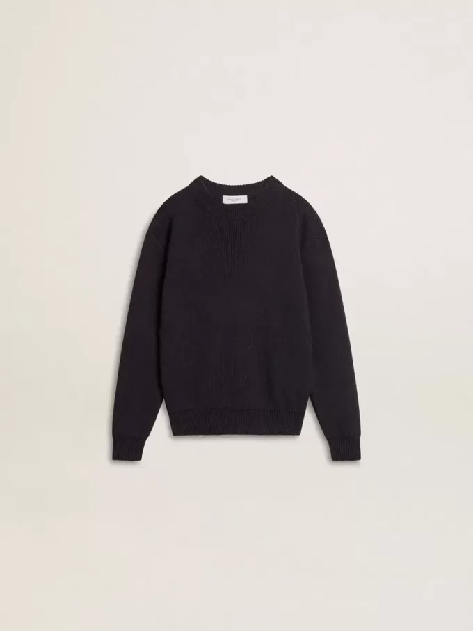 Blauer Pullover mit Rundhalsausschnitt für Jungen mit „Golden”-Schriftzug auf der Rückseite