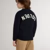 Blauer Pullover mit Rundhalsausschnitt für Jungen mit „Golden”-Schriftzug auf der Rückseite