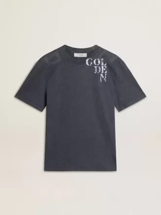 Blaues Herren-T-Shirt mit weißem Aufdruck