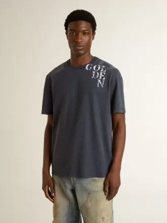 Blaues Herren-T-Shirt mit weißem Aufdruck