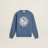 Blaues Sweatshirt für Kinder mit weißen Prägungen