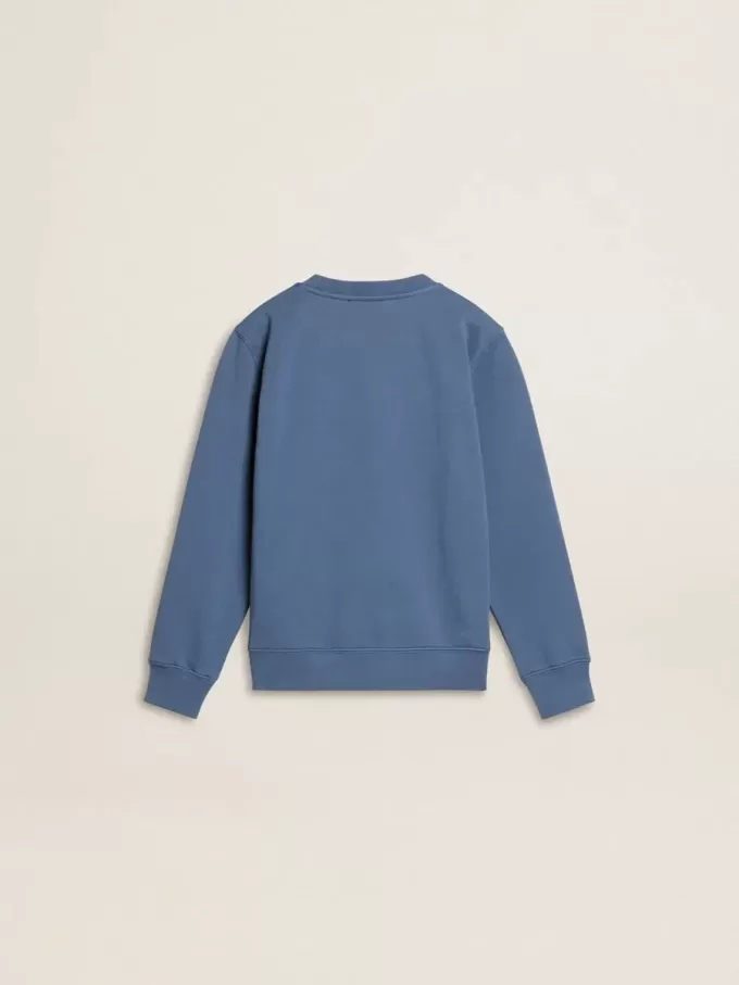 Blaues Sweatshirt für Kinder mit weißen Prägungen