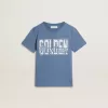 Blaues T-Shirt für Jungen mit weißem Aufdruck Blaues T-Shirt für Jungen mit weißem Aufdruck