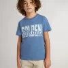 Blaues T-Shirt für Jungen mit weißem Aufdruck Blaues T-Shirt für Jungen mit weißem Aufdruck